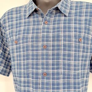 Patagonia Mens XL Button Shirt Plaid Short Sleeve Hemp Organic Cotton Western
